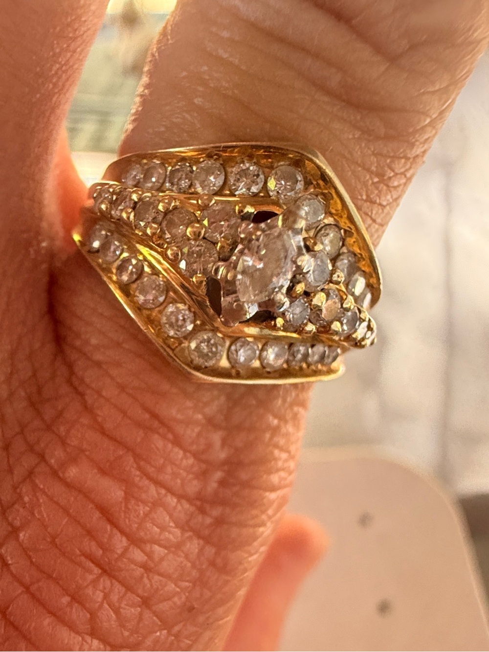 Rare VINTAGE 14K Gold Natural Diamond 1.15 ctw (approx) Sz8 - Picture 12 of 17